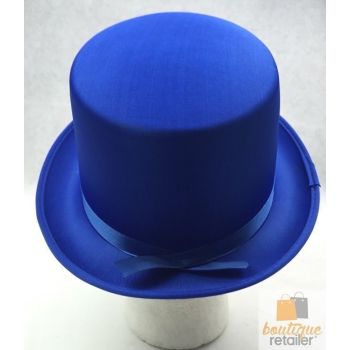 SATIN TOP HAT Costume Party Cap Fancy Dress Trilby Fedora One Size - Blue