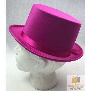 SATIN TOP HAT Costume Party Cap Fancy Dress Trilby Fedora One Size - Hot Pink