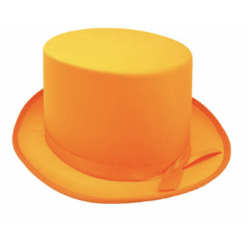 SATIN TOP HAT Costume Party Cap Fancy Dress Trilby Fedora One Size - Orange