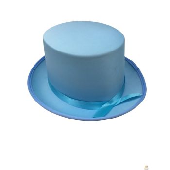 SATIN TOP HAT Costume Party Cap Fancy Dress Trilby Fedora One Size - Sky Blue