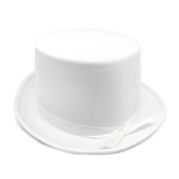 SATIN TOP HAT Costume Party Cap Fancy Dress Trilby Fedora One Size - White