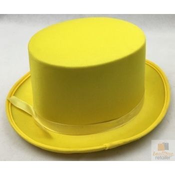 SATIN TOP HAT Costume Party Cap Fancy Dress Trilby Fedora One Size - Yellow