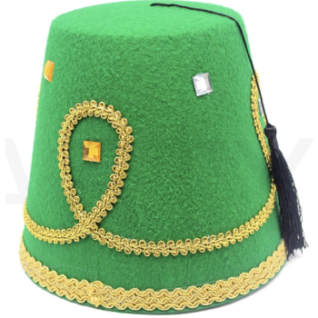 DELUXE TURKISH HAT Red Green Fez Tarboosh Dress Up Costume Party Moroccan - Green