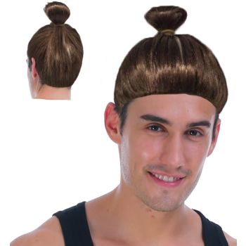 Hipster Trendy Hairstyle Adult Man Bun Wig Costume Hair - Brown