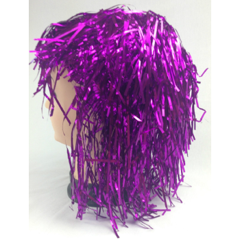 Tinsel Metallic Wig 70s 50s 20s Costume Mens Womens Unisex Disco Fancy Dress Up - Purple