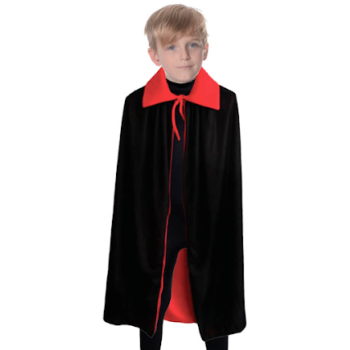 Halloween Kids Fancy Cape Red Black Long Cloak Coat Witch Ghost Vampire Costume - 6-9 Years Old