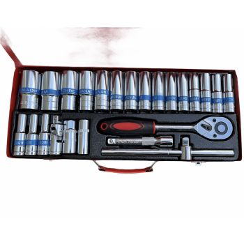 24 Piece Ratchet Socket Wrench Set Screwdriver Bits Extension Hex Chrome Vanadium