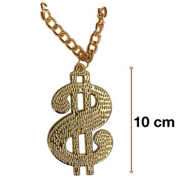 10cm Big Daddy Gold Chain Chunky Necklace Rapper 90s Hip Hop Fake $ Dollar Sign