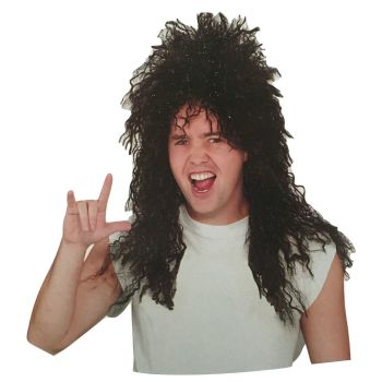 Mens Rock Hip Hop Wig Punk Rockstar 80s Party Costume Dude Bogan Curly