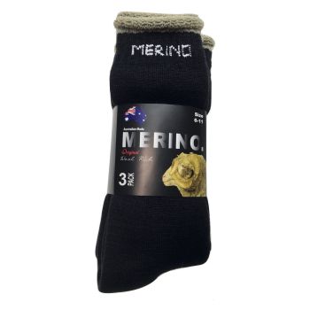 3 Pairs MERINO WOOL SOCKS Mens Heavy Duty Premium Thick Work Socks Cushion - Dark Grey - 6-11