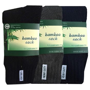 3 Pairs BAMBOO SOCKS Mens Heavy Duty Premium Thick Work Socks Cushion BULK - Assorted Colour Pack - 6-11