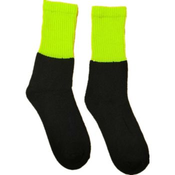 3x Pairs HI VIS SOCKS Workwear Work Safety Tradie High Visibility Fluro - Yellow - 11-14