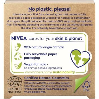 Nivea Face Cleansing Wonder Bar Sensitive Grape Seed Oil Fragrance Free 75g