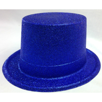 6x Glitter Top Hat Fancy Party Plastic Costume Tall Cap Fun Bulk - Blue