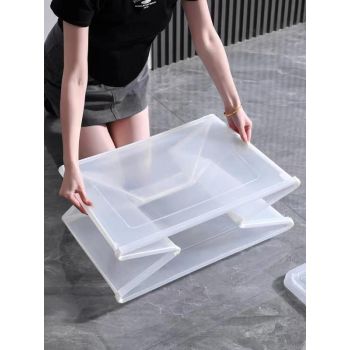 4x 82 Litre Modular Clear Foldable Storage Box with Lid Plastic Tub Collapsible