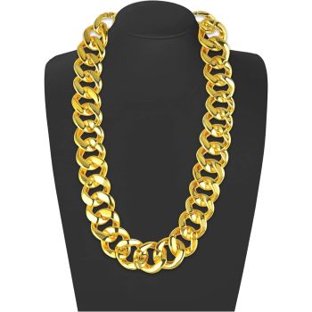 Adjustable Big Links Plastic Gold Color Chain Necklace Chunky Choker Party Costume Pimp