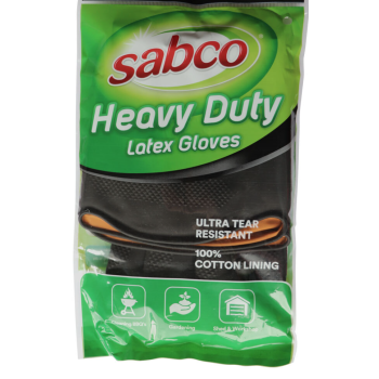 12 Pairs Sabco Heavy Duty Latex Gloves w/ Cotton Lining - Large Size