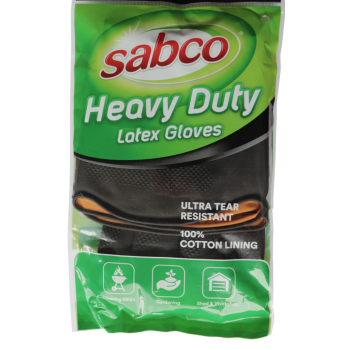 1 Pair Sabco Heavy Duty Latex Gloves w/ Cotton Lining - Large Size