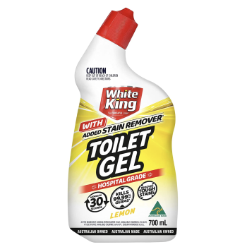 3x White King Toilet Gel With Added Stain Remover Hospital Grade 700ml - Lemon