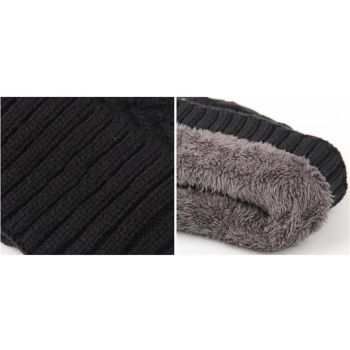 Winter Knitted Hat Men Women Warm Thick Beanie Fleece Ski Cap Outdoor Thermal