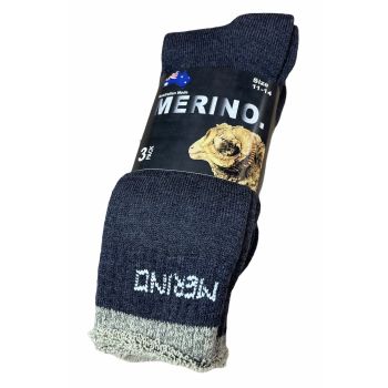 9 Pairs MERINO WOOL SOCKS Mens Heavy Duty Premium Thick Work Socks Cushion BULK - Navy Blue - 11-14
