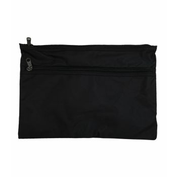 Leuts Twin Zip Jumbo Pencil Case Travel Bag Pouch Storage School Office Pen - Black