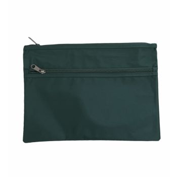 Leuts Twin Zip Jumbo Pencil Case Travel Bag Pouch Storage School Office Pen - Bottle Green