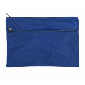 Leuts Twin Zip Jumbo Pencil Case Travel Bag Pouch Storage School Office Pen - Royal Blue