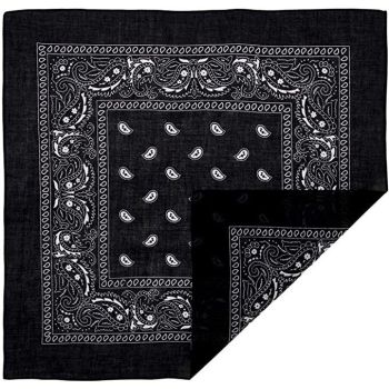 BANDANA Paisley 100% COTTON Head Wrap Durag Bandanna Summer Biker Scarf Mask - Black