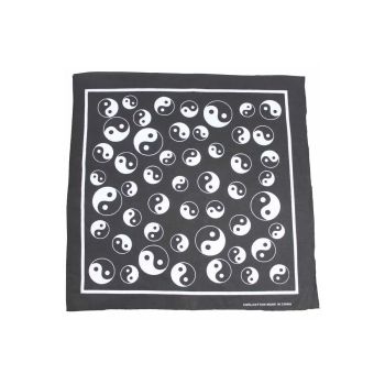 BANDANA Paisley 100% COTTON Head Wrap Durag Bandanna Summer Biker Scarf Mask - Yin Yang (Black/White)