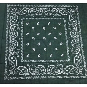 BANDANA Paisley 100% COTTON Head Wrap Durag Bandanna Summer Biker Scarf Mask - Bottle Green