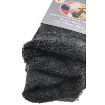 1 Pair Merino Wool Blend Woolen Work Socks Hiking Heavy Duty Warm Winter Thermal - Charcoal - 11-14