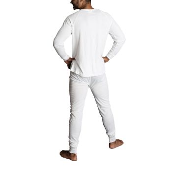 2pcs Set Mens Merino Wool Blend Long Sleeve Thermal Top & Long Johns Pants Underwear - Beige - M