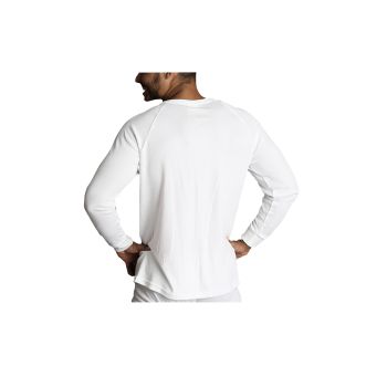 Mens Merino Wool Blend Long Sleeve Thermal Top Underwear Thermals Base Layer - Beige - XL