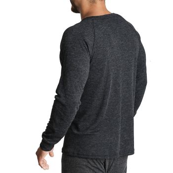 Mens Merino Wool Blend Long Sleeve Thermal Top Underwear Thermals Base Layer - Black - S