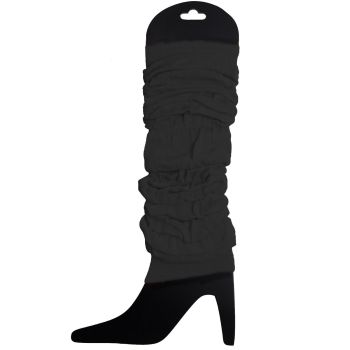 12 LEG WARMERS Knitted Womens Neon Party Knit Ankle Fluro Dance Costume 80s BULK - Black
