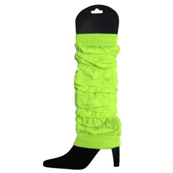 12 LEG WARMERS Knitted Womens Neon Party Knit Ankle Fluro Dance Costume 80s BULK - Fluro Yellow