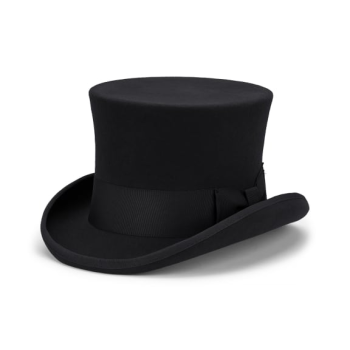 5.5"" Premium Australian Wool Felt Top Hat w/ Satin Lining Mad Hatter Magician Tuxedo in Black - 57cm