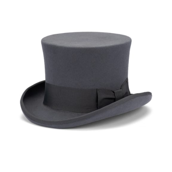 5.5"" Premium Australian Wool Felt Top Hat w/ Satin Lining Mad Hatter Magician Tuxedo in Grey - 57cm