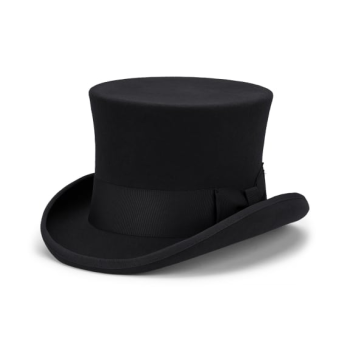 5.5"" Premium Australian Wool Felt Top Hat w/ Satin Lining Mad Hatter Magician Tuxedo in Black - 59cm