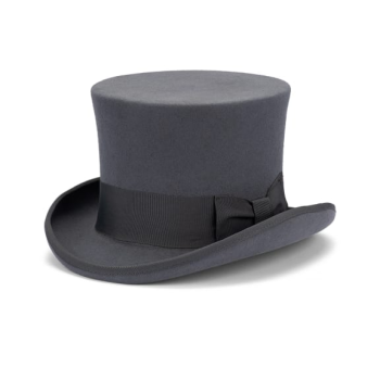 5.5"" Premium Australian Wool Felt Top Hat w/ Satin Lining Mad Hatter Magician Tuxedo in Grey - 59cm