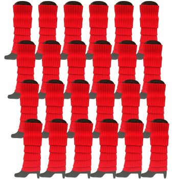 24x Womens Leg Warmers Disco Winter Knit Dance Party Crochet Legging Socks Costume - Red