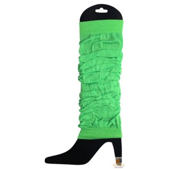 24 LEG WARMERS Knitted Womens Neon Party Knit Ankle Fluro Dance Costume 80s BULK - Fluro Green