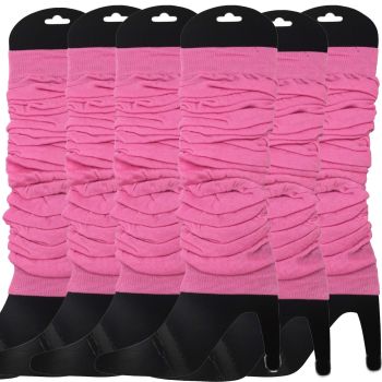 6x LEG WARMERS Knitted Womens Neon Party Knit Ankle Fluro Dance Costume 80s BULK - Light Pink