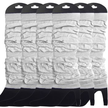 6x LEG WARMERS Knitted Womens Neon Party Knit Ankle Fluro Dance Costume 80s BULK - White