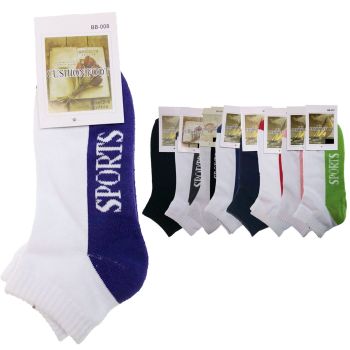 9x COTTON ANKLE SOCKS Sport Cushion Foot Low Cut Running - Assorted Colours Bulk - 6-11