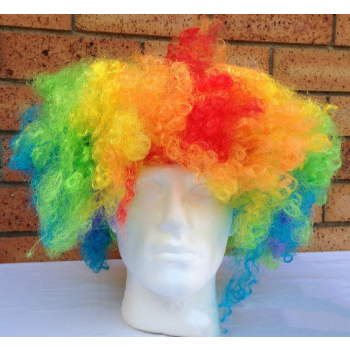 DELUXE AFRO WIG Curly Hair Costume Party Fancy Disco Circus 70s 80s Dress Up - Rainbow