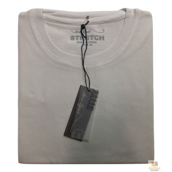 Mens COTTON STRETCH T-SHIRT Tee Top Plain Blank Adults Slim Skinny Fitted - White - S