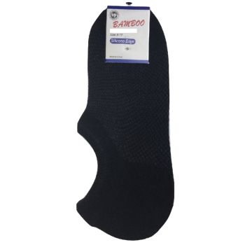 1 Pair NO SHOW BAMBOO SOCKS Non Slip Heel Grip Low Cut Invisible Footlet - Black - 6-11