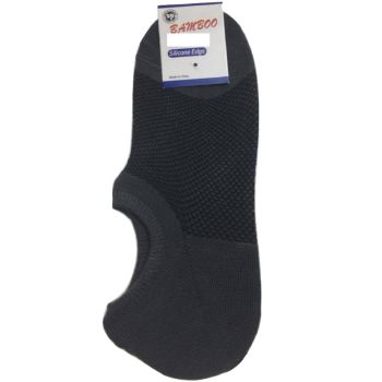 1 Pair NO SHOW BAMBOO SOCKS Non Slip Heel Grip Low Cut Invisible Footlet - Charcoal - 11-14